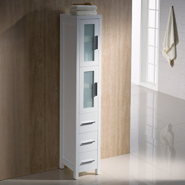 Fresca Torino White Tall Bathroom Linen Side Cabinet
